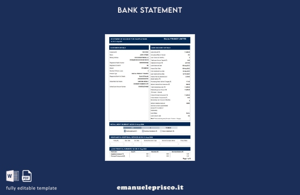 modello word di estratto conto bancario stile verificato India Bajaj Finance Lim
